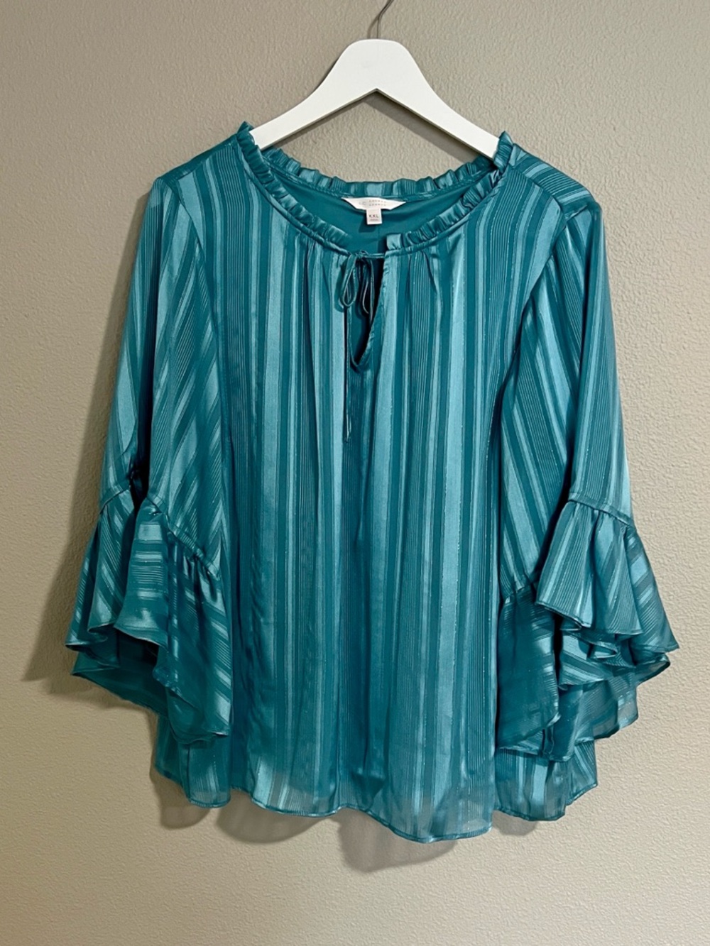 LC Lauren Conrad Teal Ruffle-Sleeve Blouse
